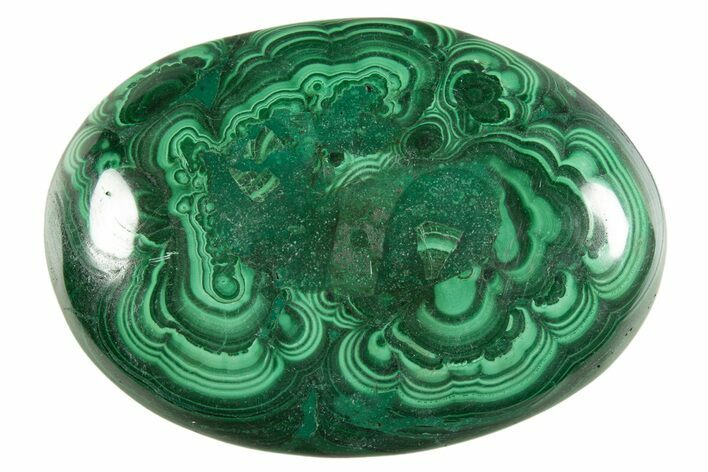 Polished Banded Malachite Palm Stone - DR Congo #321193